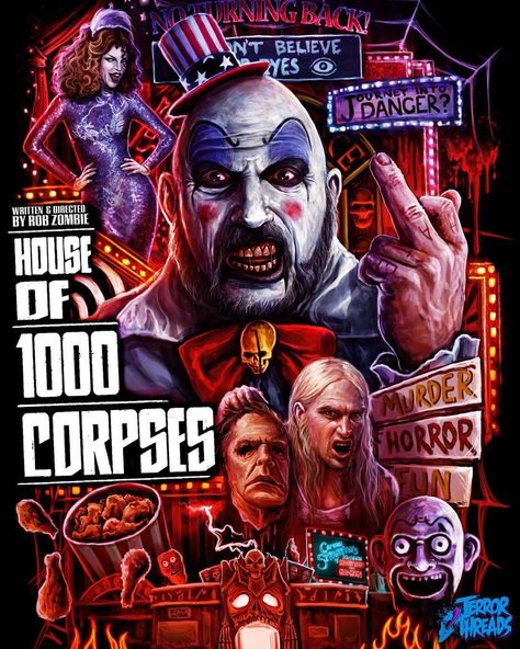 Rob Zombie Film, Classic Horror Movies Posters, House Of 1000 Corpses, Horror Movie T Shirts, Horror Pictures, Scary Gif, 80s Horror, Rob Zombie, Classic Horror Movies