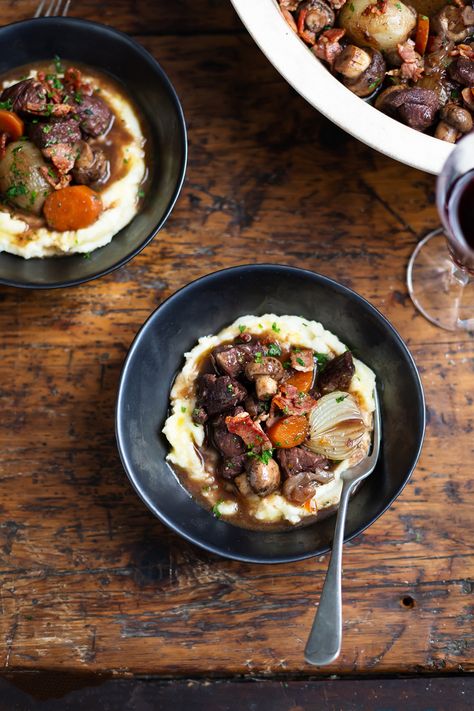 Beef Bourguignon recipe Winter Root Vegetables, Risotto Milanese, Beef Bourguignon Recipe, Best Mashed Potatoes, Joel Robuchon, Recipe Beef, Slow Cooked Beef, Beef Casserole, Root Vegetables