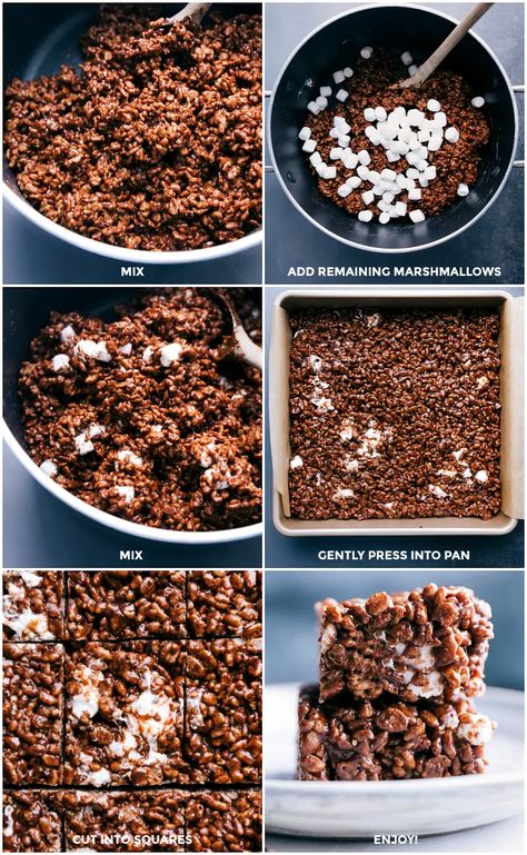 Recipe Marshmallows, Chocolate Rice Crispy Treats, Chocolate Rice Crispy, Rice Krispie Cakes, Chocolate Rice Krispies, Cocoa Krispies, Chocolate Rice Krispie Treats, Chelsea's Messy Apron, Peanut Butter Snacks