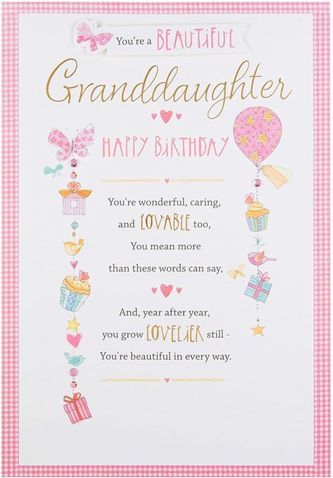 Granddaughter Birthday Wishes Beautiful, Grand Daughter Birthday Wishes, Happy 16th Birthday Granddaughter, Happy Birthday Granddaughter, 13th Birthday Wishes, Christian Birthday Cards, Birthday Verses For Cards, Facebook Birthday, Card Verses