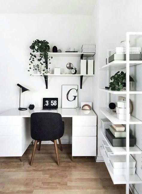 15 Pieces Of Home Decor You Need To Make Adulting Easier - Society19 Minimal Workspace, Hiasan Bilik Tidur, Small Space Office, White Desk, Study Room Decor, Home Office Organization, Trendy Home, Room Inspiration Bedroom, Room Ideas Bedroom