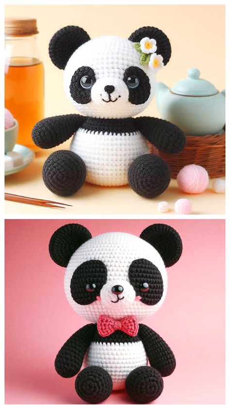 Crochet Panda Amigurumi Free Pattern Amigurumi Panda Free Pattern, Crochet Panda Pattern Free, Panda Amigurumi Free Pattern, Crochet Amiguri, Crochet Teddy Bear Pattern Free, Amigurumi Santa, Amigurumi Panda, Teddy Bear Patterns Free, Bear Patterns Free