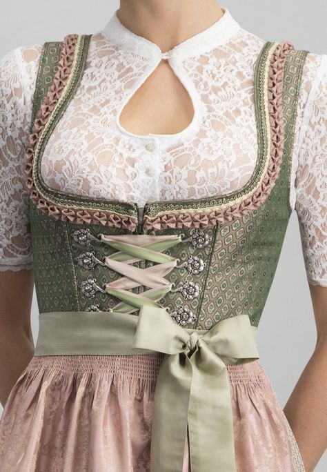 Dirndl Dress Traditional Germany, German Clothing Style, German Inspired Outfits, German Culture Clothing, French Traditional Clothing, Eladrin Druid, Mondstadt Oc, Dirndl Aesthetic, Victorian Germany