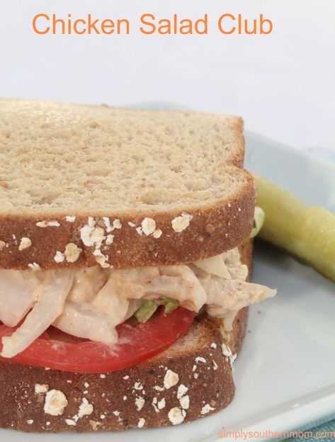 Chicken Salad Club Sandwich Recipe Club Sandwich Recipe, Club Sandwich Chicken, Club Sandwich Recipes, Veggie Plate, Southern Mom, Mom Recipes, Chicken Sandwich Recipes, Easy Lunch Recipes, Club Sandwich