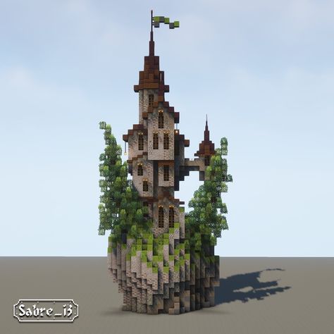 Sabre on Instagram: “Crowded Tower For today’s post, the main idea was to have a pile of houses stacked together on a rock. I try to respond to every comment…” Minecraft Stacked Houses, Minecraft Tower Ideas, Minecraft Tower, Mc Builds, Bangunan Minecraft, Stone Pillars, Minecraft Inspo, Minecraft Decorations, Metal Head