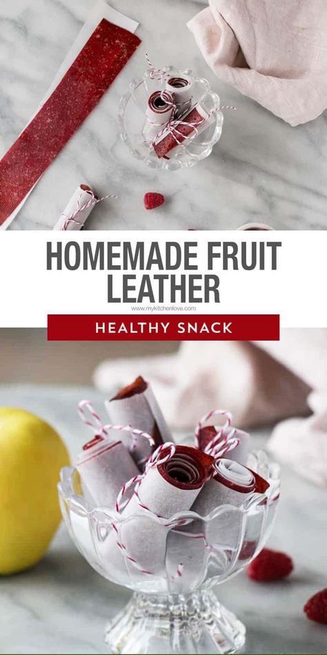 Easy Homemade Fruit Leather plus 10 other healthy snacks for back-to-school. This Raspberry Apple Fruit Leather recipe is always a kid (and adult) favourite! via @mykitchenlove Back To School Snacks, Homemade Fruit Leather, Fruit Leather Recipe, Bites Recipes, Fruit Leather, Fruit Roll, Fruit Roll Ups, Healthy Fruit, Snack Bars