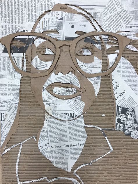 Cardboard Art Sculpture, 7th Grade Art, High School Art Projects, Sculpture Lessons, Middle School Art Projects, Teen Art, Cardboard Sculpture, Collage Art Projects, Paper Collage Art