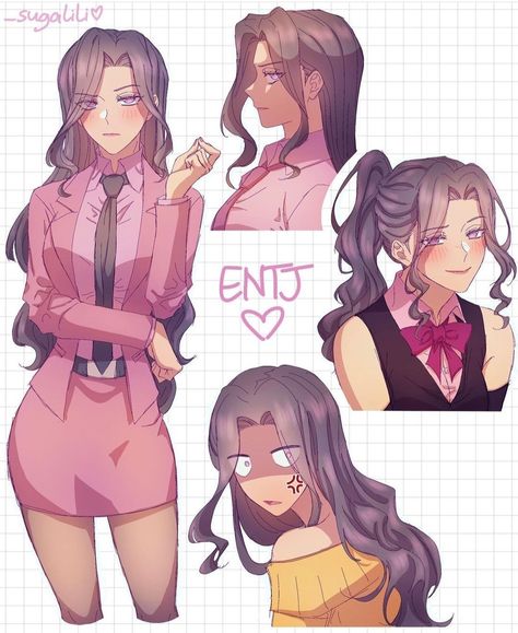 MBTI art - Credit: @_sugalili Enfp Entj Fanart, Entj Personality Fanart, Intp Female Fanart, Entj Vibes, Entj Female, Entj Art, Entj Fanart, Mbti Entj, Mbti Fanart