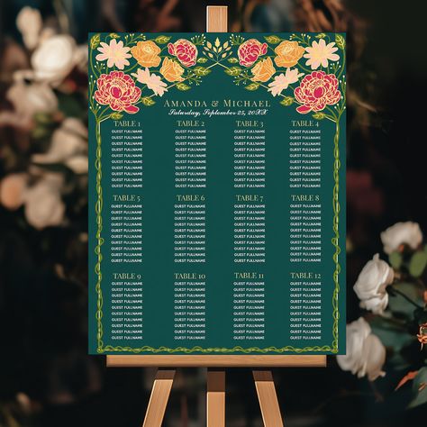 Make your special day even more memorable with our custom-designed wedding seating chart! Featuring delicate florals and luxurious gold accents, it’s the perfect blend of beauty and elegance. Swipe to see the available colors. 💍 Customize & Download: Available for digital download or printed and shipped to you! 💖 Order Yours Today! 💖 For more invitations and gifts our Zazzle shop #linkinbio #thepaperiegarden #WeddingSeatingChart #WeddingDetails #FloralWedding #GoldAccents #WeddingInspo #C... Garden Wedding Design, Floral Garden Wedding, Enchanted Garden Wedding, Floral Elements, Enchanted Garden, Seating Chart Wedding, Wedding Seating, Floral Garden, Seating Chart