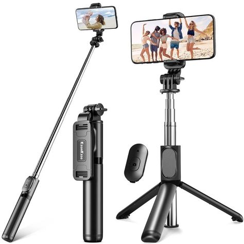 Selfie Stick Tripod with Detachable Wireless Remote, 4 in 1 Extendable Portable Selfie Stick & Phone Tripod Stand Compatible Phone Tripod Stand, Big Wall Clocks, Selfie Stick Tripod, Minimalist Clocks, Personalized Clocks, Farmhouse Wall Clock, Wooden Wine Boxes, Computer Basic, Phone Tripod