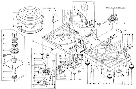 Technics SL-1200 turntable broken into parts graphic Food Merchandising, Turntables Art, Technics 1200, Exploded Diagram, Technics Sl 1200, Technics Turntables, Dj Decks, Borderlands Series, Merchandising Ideas