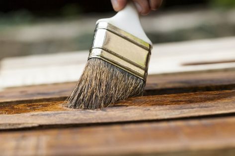 The best staining brushes are expensive, and they get better with age if you know how to take care of them. One of the cardinal rules of brush care is to clean it thoroughly... Deck Stain, Stain Techniques, Clean Wood, House Hacks, Deck Paint, Lead Paint, Staining Deck, Helpful Things, Green Stuff