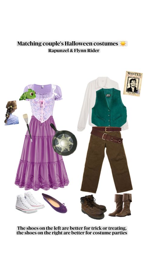 My pin, please don't repost or steal! Halloween Costumes Rapunzel, Repunzel And Flynn, Flynn Costume, Flynn Rider Costume, Rapunzel And Flynn Rider, Flynn Rider And Rapunzel, Halloween Parejas, Rapunzel Costume, Rapunzel And Flynn