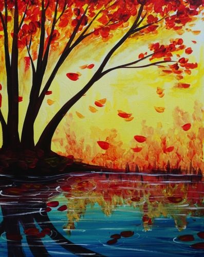 Paint Nite events near Ocean City, NJ, United States | Paint Nite Scenes To Paint, Palm Tree Paintings, Easy Nature Paintings, Pond Reflection, Oil Painting Ideas, Painting Ideas For Kids, Easy Landscape, Easy Landscape Paintings, Pf Changs