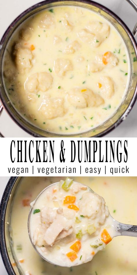 Vegetarian Dumpling Soup, Vegetarian Dumpling, Chicken Dumpling Soup, Vegan Dumplings, Chicken And Dumplings Recipe, Vegan Casserole, Vegetarian Chicken, Chicken Veggies, Chicken And Veggies