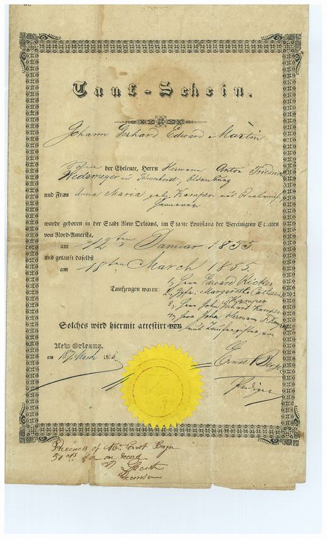 Researchers will bring in many old documents such as this baptismal certificate in German. We can help by finding information on old German script, and/or translation aids. Old Documents Aesthetic, Old Documents, Project Aesthetic, Vintage Papers, Oral History, Legal Documents, Old Photographs, Practical Advice, Librarian