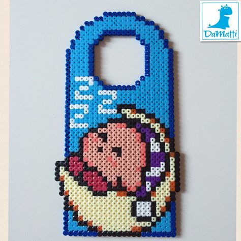 Kirby door hanger hama beads by Daria DaMatti Hama Beads Door Hanger, Peeler Bead Door Hanger, Perler Door Hanger, Perler Bead Door Hanger, Pinterest Christmas Gifts, Perler Creations, Beading For Kids, Easy Perler Beads Ideas, Hamma Beads