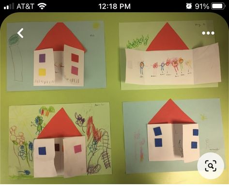 Pre K House Craft, My House Theme Preschool, House Art Preschool, House Craft Preschool, Family Crafts For Kids, House Art For Kids, Family Crafts Preschool, Preschool Family Theme, Home And Family Crafts