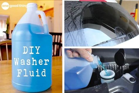 Make Your Own Cheap & Easy Windshield Washer Fluid With No Nasty Chemicals · Jillee Diy Cleaner, Clean Windshield, Windshield Cleaner, Washer Cleaner, Windshield Washer Fluid, Clean Car, Homemade Oil, Winter Car, Car Fix