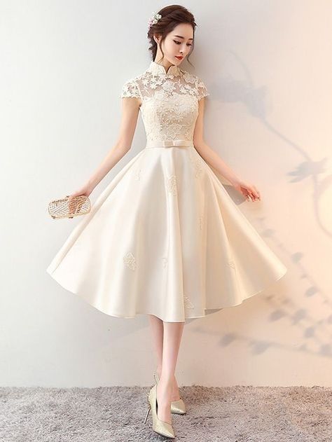 V Dress, 파티 드레스, فستان سهرة, Cheongsam Dress, Short Wedding Dress, Cheongsam, Fancy Dresses, Vintage Dress, Dream Dress