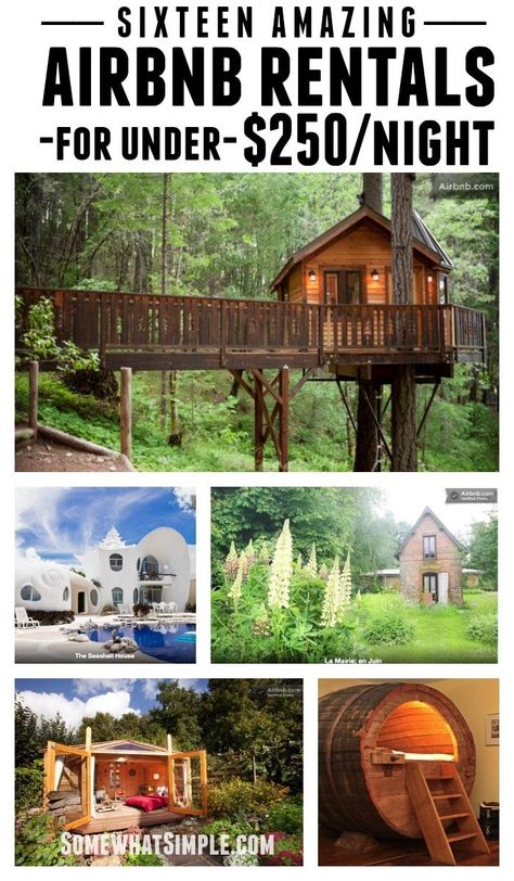 Make your next vacation even more unforgettable with one of our 16 favorite Airbnb rentals that you can rent for under $250/night. These are some of the coolest rental options available that will give you a truly unforgettable vacation. #bucketlist #airbnb #traveltips #bestairbnbrentals #airbnbideas via @somewhatsimple Amazing Airbnb, Airbnb Rentals, Air Bnb, Diy Spring, Future Travel, Vacation Places, Oh The Places Youll Go, Vacation Destinations, B & B