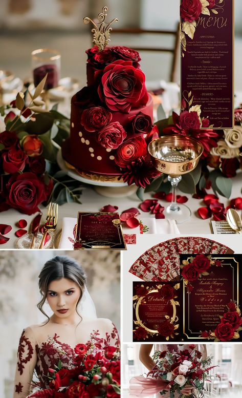 Crimson Red Wedding, Red Rose Aesthetic, Flamenco Wedding, Crimson Wedding, Wedding Rsvps, Burgundy Invitations, Red Wedding Invitations, Red Wedding Theme, Rose Aesthetic