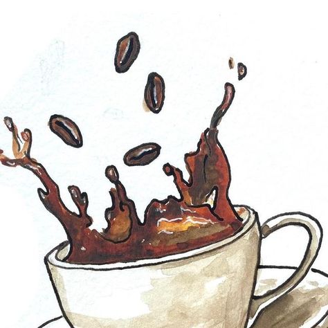 Coffee Bag Drawing, Coffee Drawing Aesthetic, Coffee Drawings, Coffee Mural, Pantone Cards, Pantone Challenge, Coffee Art Drawing, Coffee Cup Drawing, Painting Basics