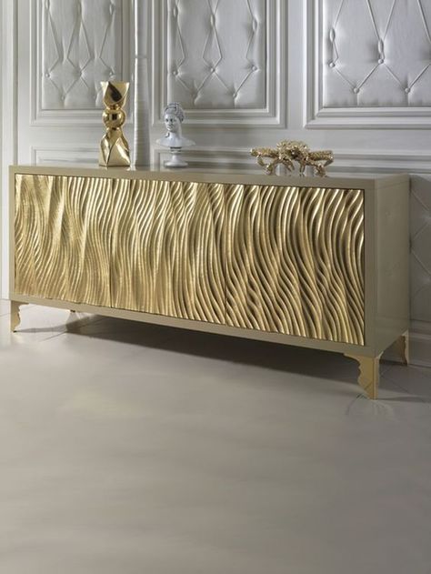 For a more modern look, take a look at this buffets ♥ Discover the hottest designs and inspirations on Buffets and Cabinets #bocadolobo #buffetsandcabinets #designnews #designinspiration #celebratedesign #interiordesign #designlovers #designbook #furnituredesign #luxuxryfurniture #interiordesigninspiration Sideboard Gold, Luxury Sideboard, Modern Buffet, Gold Furniture, Salon Interior Design, Sideboard Designs, Modern Sideboard, Modern Bed, Luxury Living Room