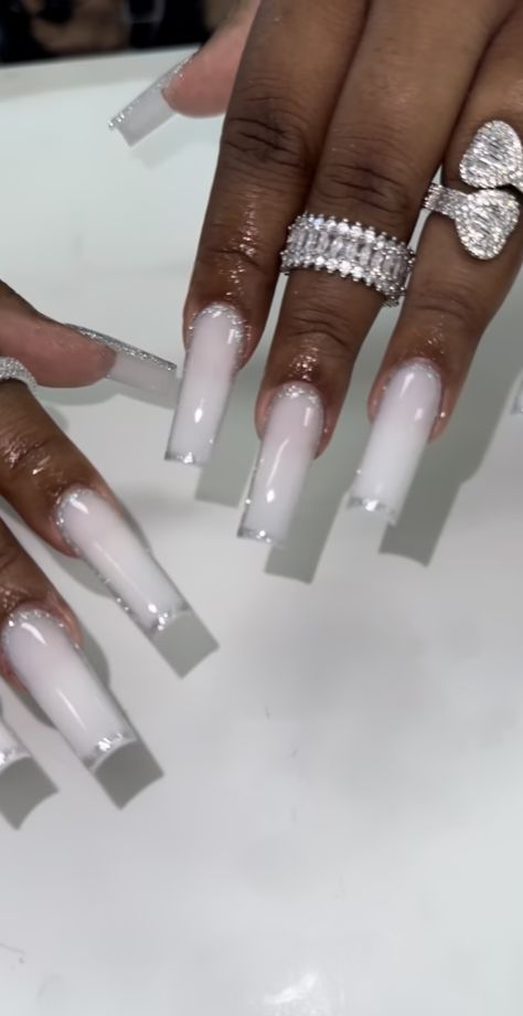 Cloud White Nails, White Cat Eye Nails, French Tips White, White Short Nails, White Nail Ideas, Stilleto Nails Designs, Easter Nail, White Tips, Graduation Nails