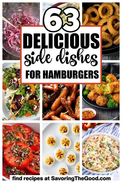 You love hamburgers, but you also want to add some variety to your meal. When it comes to leveling up your sliders, don't underestimate the power of a well-chosen side. From classic choices to more adventurous flavors, get ready to discover how a thoughtful side can turn a simple meal into an unforgettable experience. Here are some ideas to inspire you: https://www.savoringthegood.com/side-dishes-for-hamburgers/ Sides To Go With Hamburgers And Hotdogs, Easy Burger Sides, Sides For Cheeseburgers, What To Serve With Hamburgers, Sides For Hot Dogs And Hamburgers, Side Dishes For Smash Burgers, Sides For Hotdogs, Side Dish For Hamburgers, Sides For Smash Burgers