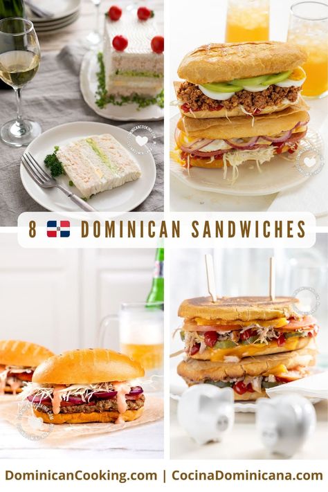 Sandwiches, sandwiches or sánguches are not lacking in our cooking, and here are five recipes to make these Dominican delicacies at home. Dominican Lunch Ideas, Dominican Sandwiches, Dominican Chimi Sandwich Recipe, Chimi Dominicano Burger Recipes, Dominican Meals, Dominican Fried Cheese, Farina Recipe, Dominican Hot Dog, Chimichurri Sandwich Dominican