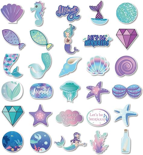 Mermaid Tail Drawing, Baby Boy Cake Topper, Little Mermaid Cakes, Mermaid Birthday Party Decorations, Mermaid Cake Topper, Mermaid Sticker, Luggage Stickers, Mermaid Diy, Cute Laptop Stickers