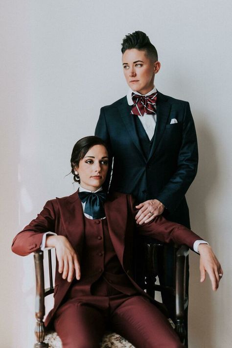 A Part Of Me Was Worried I Would Regret Not Wearing A Dress For Our Wedding. Needless To Say Once We Got The Photos Back I No Longer Cared About The Dress Queer Weddings Outfit, Wedding Suits Nonbinary, Nonbinary Wedding Dress, Queer Suits Wedding, Comfy Wedding Outfit, Queer Wedding Suit, Unisex Wedding Outfit, Enby Wedding Outfit, Nonbinary Wedding Attire