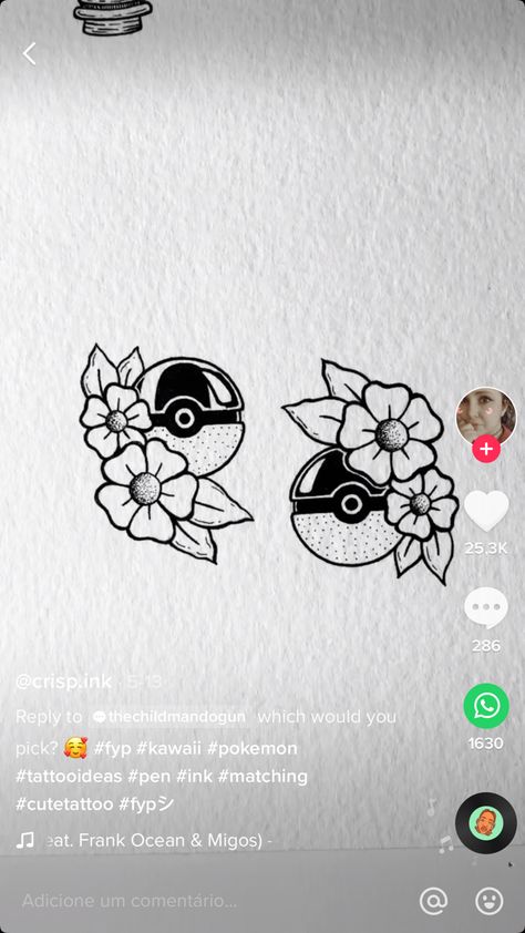 Pokemon Best Friend Tattoos, Small Matching Pokemon Tattoos, Matching Pokémon Tattoos, Anime Friendship Tattoos, Anime Love Tattoo, Small Nerd Tattoos, Pokemon Friendship Tattoo, Simple Pokémon Tattoo, Matching Tattoos Flash