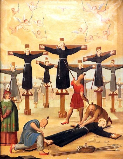 26 Martyrs of Japan Executed (Famous Painting) - On This Day Christian Missionary, Catholic Priest, Religious Paintings, Historical Painting, St Catherine, Nagasaki, Catholic Art, Sacred Art, Bible Art