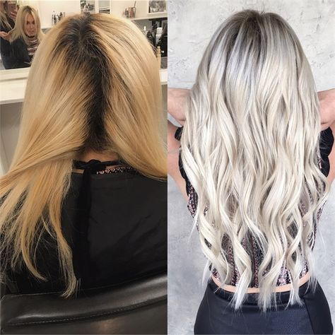 MAKEOVER: Killing the Brass For A Bright Ashy Blonde - Hair Color - Modern Salon Bob Ombre, Ashy Blonde Hair, Platinum Hair Color, Medium Hair Braids, Beige Blond, Brassy Hair, Icy Blonde Hair, Color Rubio, Ashy Blonde