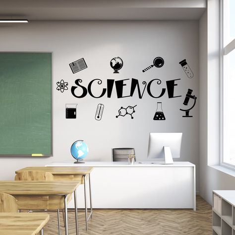 Science vinyl wall decal for classroom Classroom Decoration Ideas, Rumah Minecraft Sederhana, Science Room, Diy Classroom Decorations, Teacher Classroom Decorations, Science Teacher Gifts, Classroom Decor Themes, Diy Classroom, Class Decoration