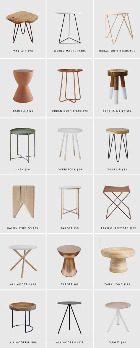 since redoing the bathroom and furnishing the nursery, i’ve been on the hunt for cute and affordable little end tables or stools and realized i can never not think of a spot i need one for. i… #cheaphomedecor Cheap Side Tables, Types Of Tables, Side Tables Bedroom, Desain Furnitur Modern, Modern End Tables, Decor Guide, Trendy Home, Décor Diy, Room Chairs