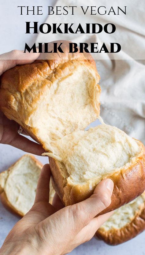 Vegan Cloud Bread, Vegan Milk Bread, Hokkaido Milk Bread, Vegan Breads, Cafe Recipes, Milk Bread Recipe, Milk Bun, Homemade Bread Recipes Easy, Milk Bread