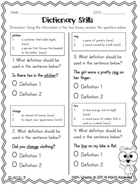 Dictionary Skills Freebie - Pick the correct definition Dictionary Activities, Worksheets 2nd Grade, Dictionary Skills, Multiple Meaning Words, Library Skills, Elementary Library, Teacher's Blog, 3rd Grade Reading, Teaching Language Arts