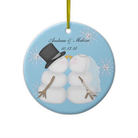 Kissing Snowmen Married Our First Christmas Christmas Tree Ornaments - Zazzle Our First Christmas Ornament, First Christmas Married, Painted Christmas Ornaments, Our First Christmas, Painted Ornaments, Christmas Ornament Crafts, First Christmas Ornament, Christmas Decorations Ornaments, Christmas Paintings