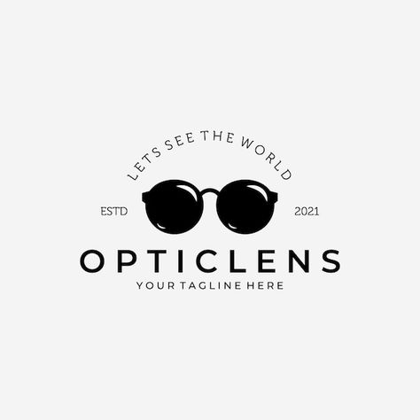 Vector optic lens logo vector design vin... | Premium Vector #Freepik #vector #eye-glass #optical-glasses #spectacles #glasses Optic Logo, Eyewear Logo, Eyewear Store Design, Lens Logo, Glasses Logo, Optical Shop, Lets See, Glasses Shop, See The World