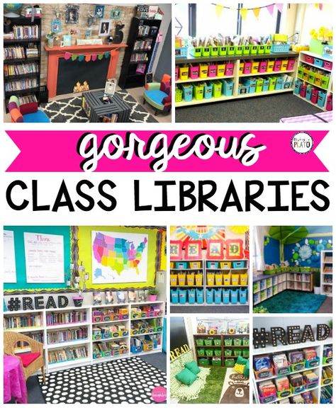 Gorgeous Classroom Libraries! Looking for some inspirational decorating and organizational ideas for the classroom library as we head back to school this fall? Check out this roundup of gorgeous class libraries! Reading Area Ideas For Classroom, Class Reading Corner Ideas, Kindergarten Reading Corner Ideas, 2nd Grade Classroom Library Set Up, Kindergarten Library Design, 2nd Grade Library Set Up, Reading Area Kindergarten, Cozy Classroom Library Ideas, Reading Areas In Classrooms