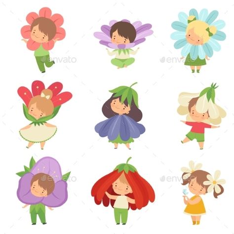 Cute Little Kids Wearing Flowers Costumes Set #AD #Wearing, #AFFILIATE, #Kids, #Cute, #Set Carnival Clothes, Bunny Cartoon, Flower Costume, Girl Cartoon Characters, Boy And Girl Cartoon, Adorable Bunny, Girls Cartoon, Cute Costumes, Character Design Animation