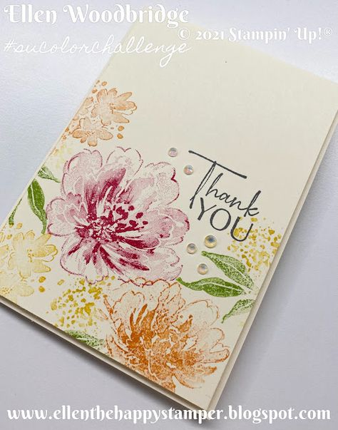 Greeting Cards Birthday, Hand Stamped Cards, Handmade Greeting Cards, Card Making Crafts, Flower Stamp, Cards Birthday, Stamping Up Cards, Card Challenges, Cards For Friends