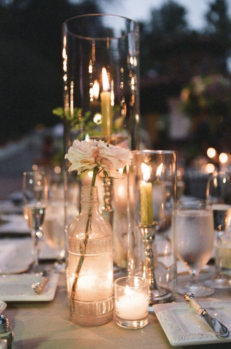 Tall hurricane Wedding Assistant, Rancho Las Lomas Wedding, Gold Candles, Wedding Table Decorations, Glass Vases, Wedding Candles, Wedding Coordinator, Trendy Wedding, Beautiful Table