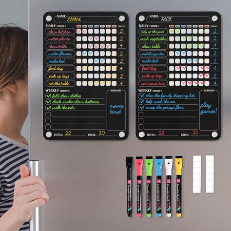 PRICES MAY VARY. Cultivate Good Habits - This magnetic acrylic children's chores chart set includes two magnetic chore charts suitable for multiple kids, with six color-coded marking pens to keep daily and weekly tasks organized. As children complete chores, they are motivated to develop good daily habits and a sense of family responsibility. The minimalist design means more efficient, allowing children to clearly see completed tasks, enhancing self-recognition, and helping them build independen Chores Board, Chores Chart, Family Chore Chart, Magnetic Chore Chart, Chore Board, Weekly Tasks, Chore Chart For Kids, Family Chore Charts, How To Wash Vegetables