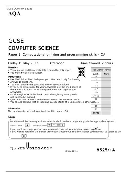 https://www.stuvia.com/doc/2902460/aqa-gcse-computer-science-best-rating-paper-1-computational-thinking-and-programming-skills-c-may-2023 Gcse Computer Science, Computational Thinking, Alcatraz Island, O Levels, Past Papers, Focus On What Matters, Student Writing, Study Notes, Computer Science