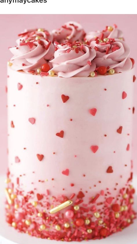 Valentines Cakes And Cupcakes, The Art Of Love, 4th Birthday Cakes, Heart Cakes, Special Cakes, Cartoon Cake, Valentines Day Cakes, Sprinkle Cake, Valentine Cake