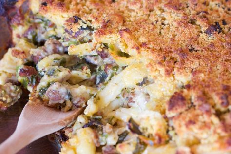 Southern Mac And Cheese With Smoked Collards Recipe | Food Republic Southern Mac N Cheese, Collards Recipe, Andouille Sausage Recipes, Southern Mac And Cheese, Collard Green, Cheese Day, Food Republic, Crab Recipes, Andouille Sausage